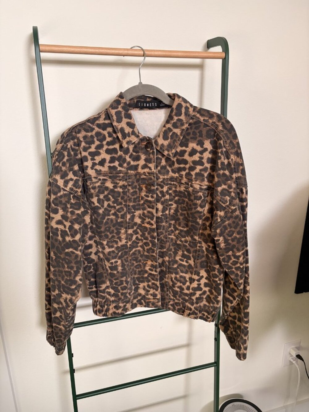 Lioness Leopard Print Denim Jacket XS